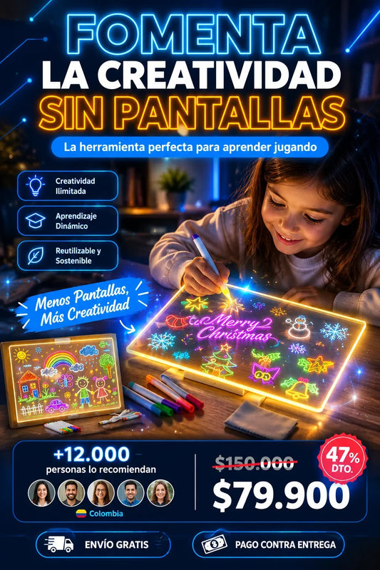 Tablero Acrílico LED para Dibujar – ¡Crea, Aprende y Diviértete!